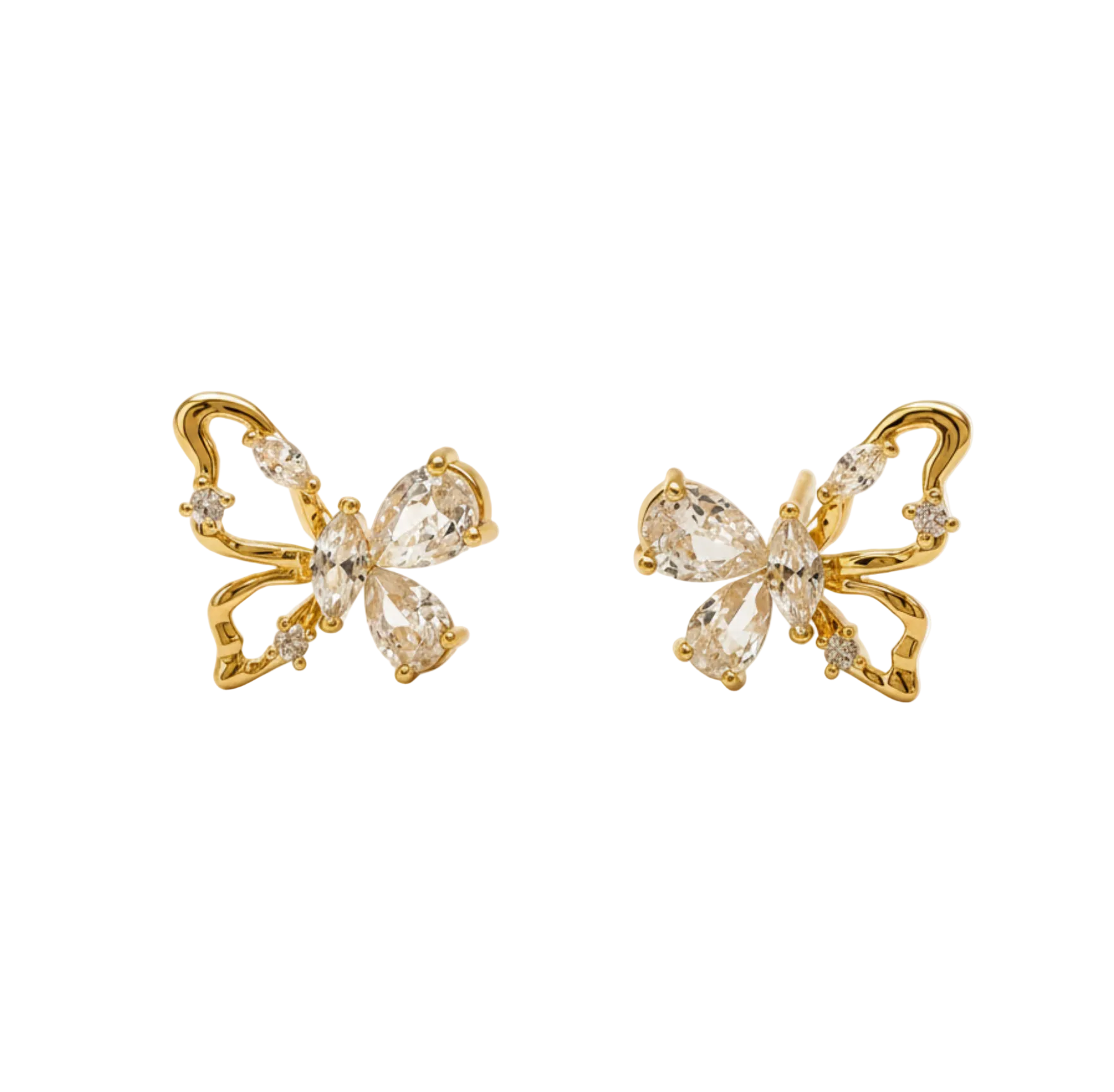 Aurélie Crystal Butterfly Stud Earrings | 18K Gold Filled