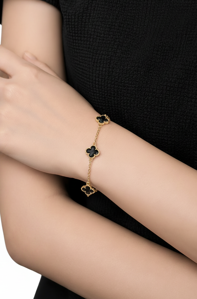 Jimin Crystal Clover Bracelet | 18K Gold Filled