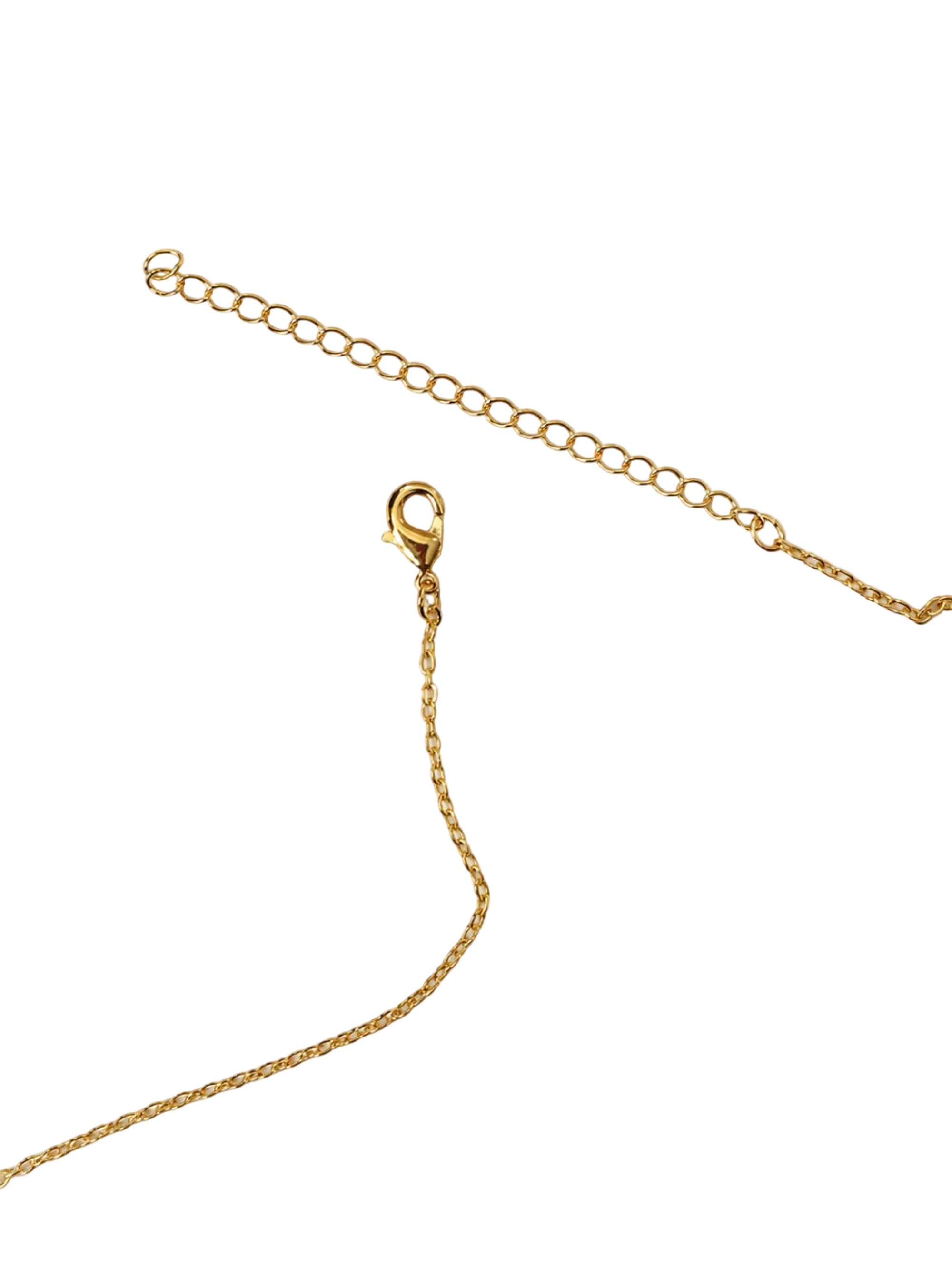 A close-up of a gold chain necklace extension with a lobster clasp, shown on a clean white background.