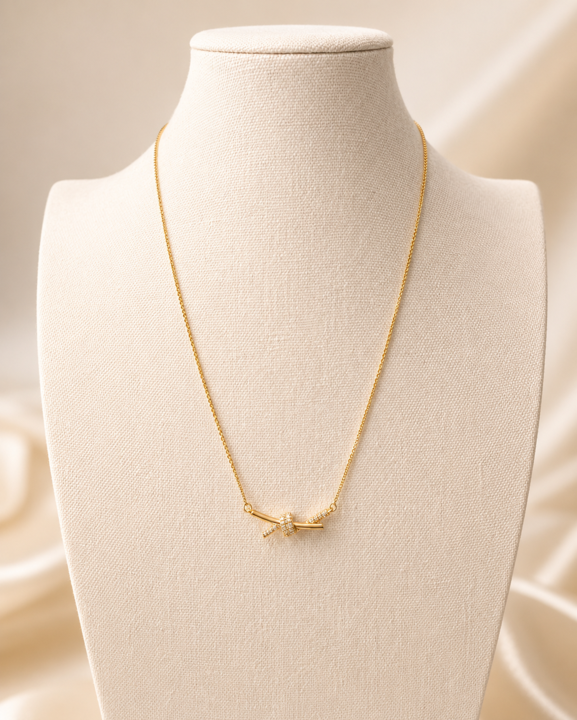 Vivienne Pavé Knot Necklace | 18K Gold Filled