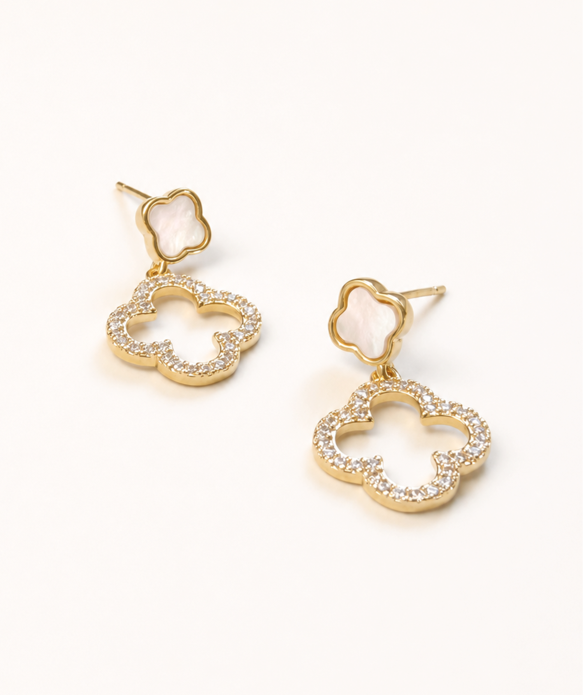 Maisie Iridescent Clover Pavé Drop Earrings