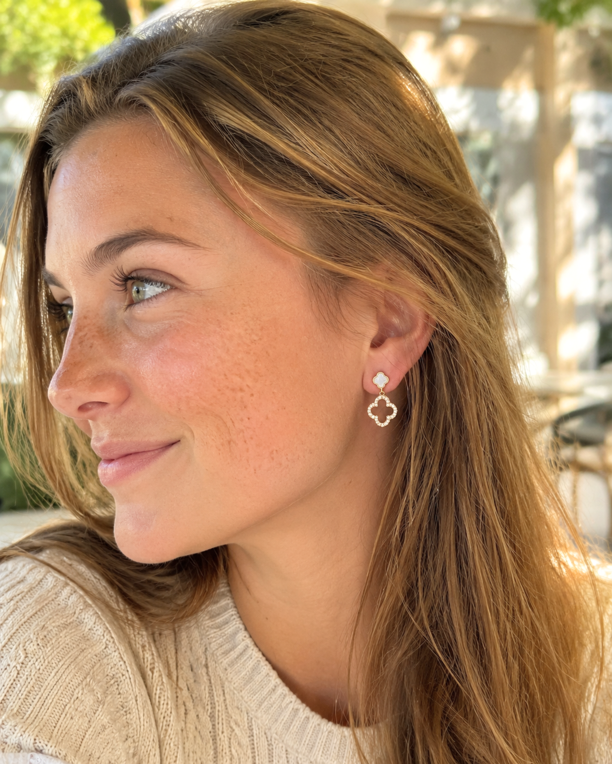Maisie Iridescent Clover Pavé Drop Earrings