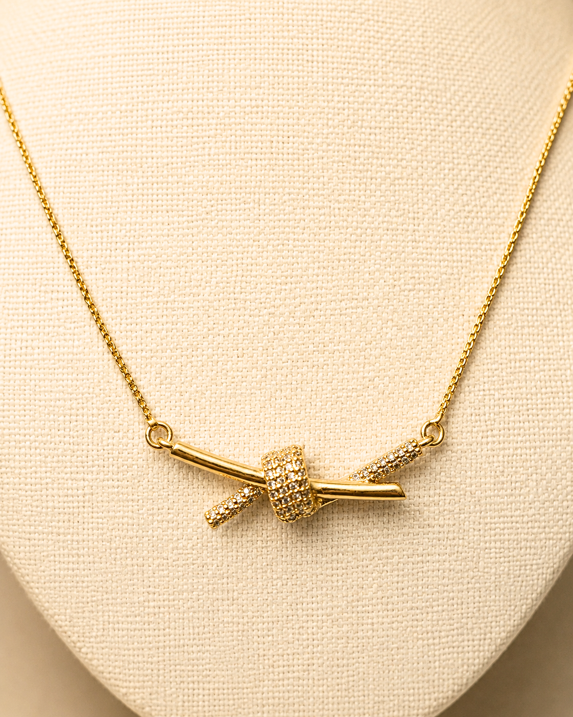 Vivienne Pavé Knot Necklace | 18K Gold Filled