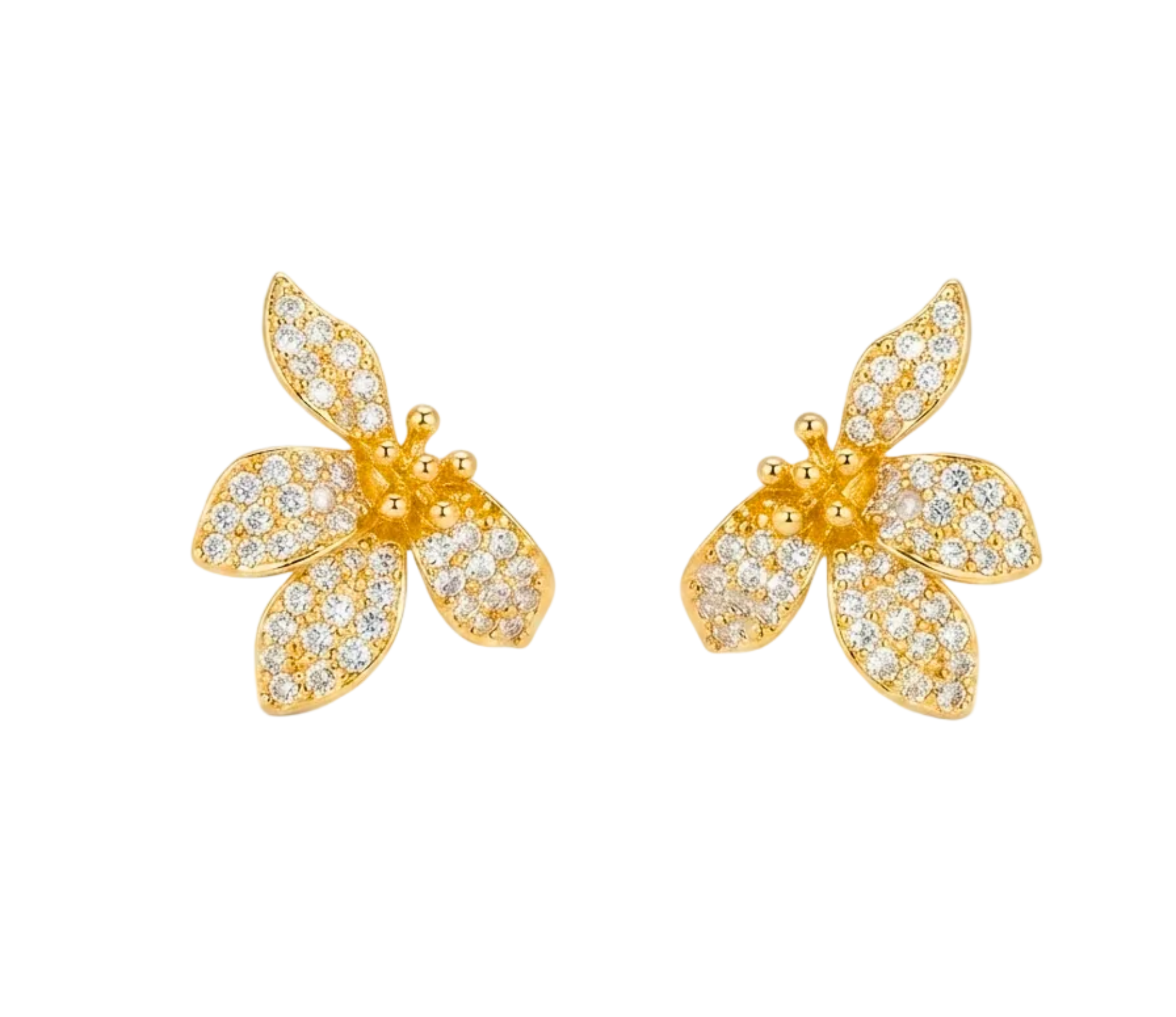 Aurora Blossom Pavé Stud Earrings | 18K Gold Filled