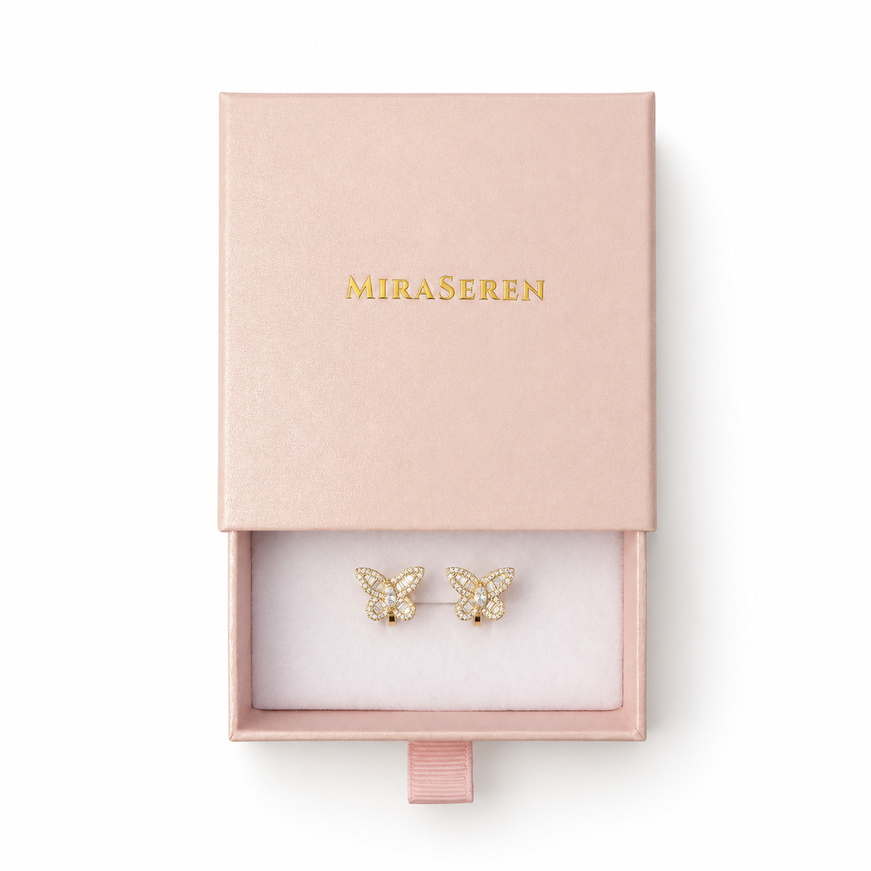 Gold CZ Butterfly Clip-On Earrings for Non-Pierced Ears