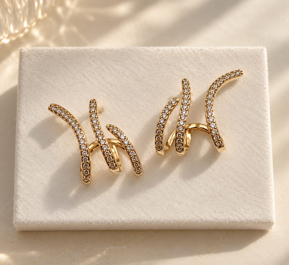 18K gold filled sculptural pavé earrings