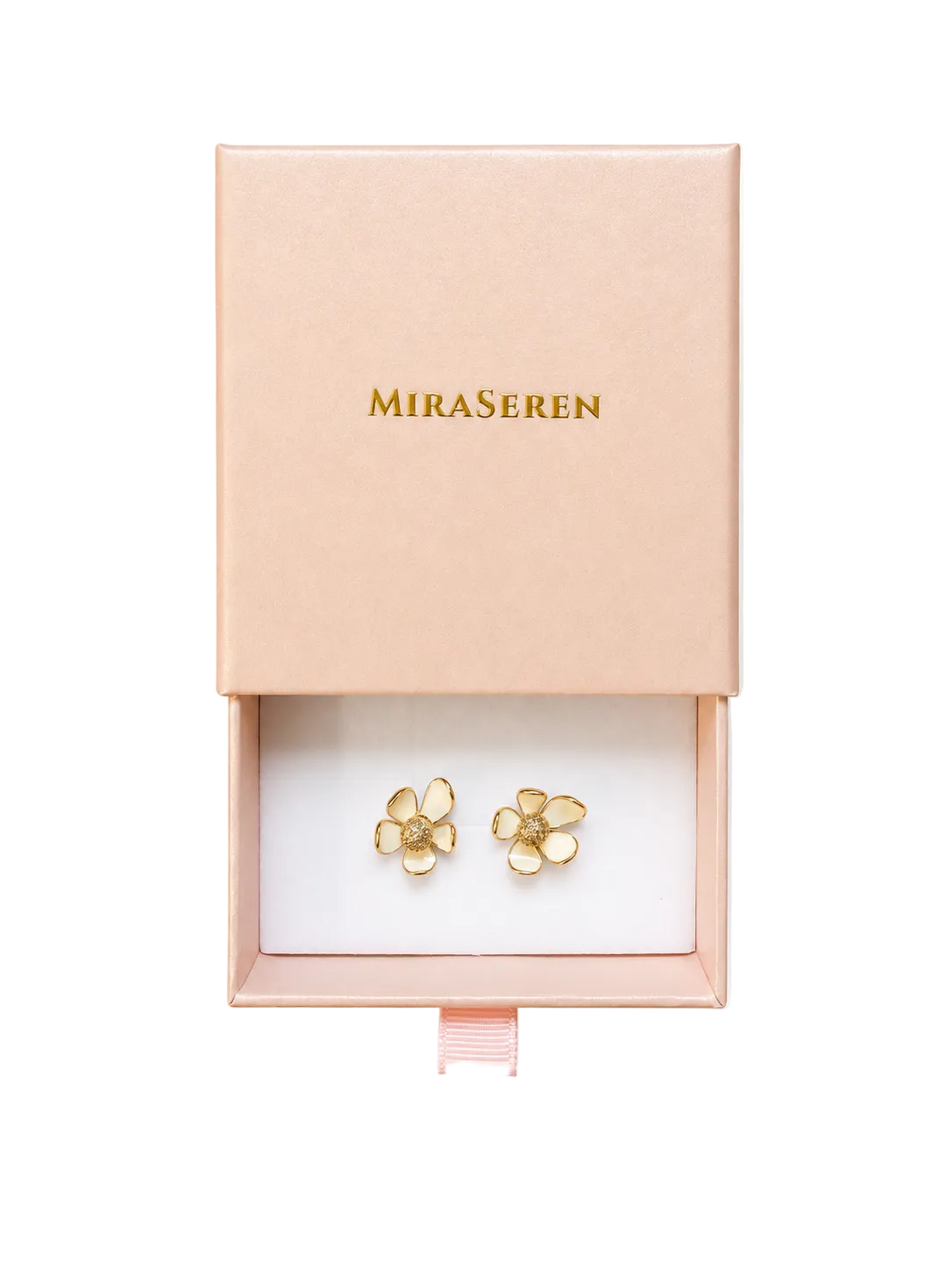 White Bloom Stud Earrings | 18K Gold Filled