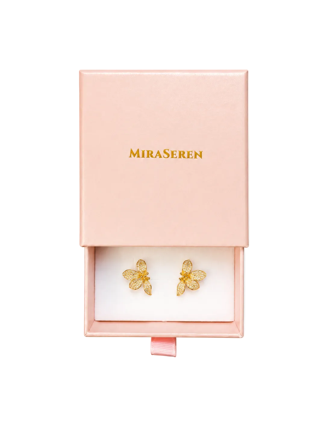 Aurora Blossom Pavé Stud Earrings | 18K Gold Filled