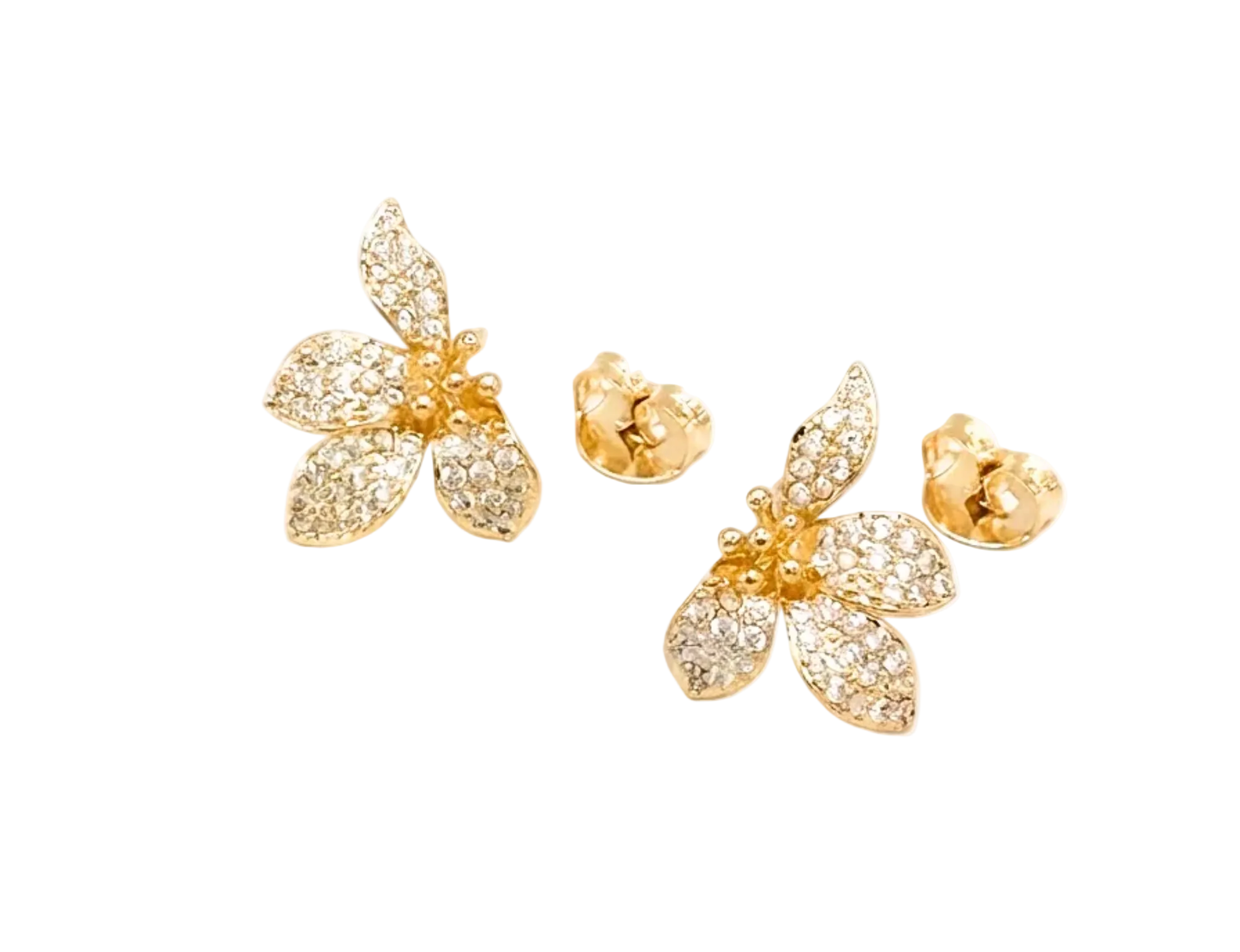 Aurora Blossom Pavé Stud Earrings | 18K Gold Filled